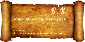 Bosnyakovits Nikolett névjegykártya